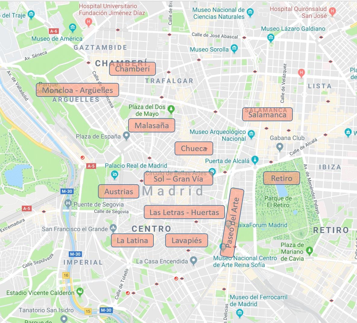карта Мадрид Іспанія квартали