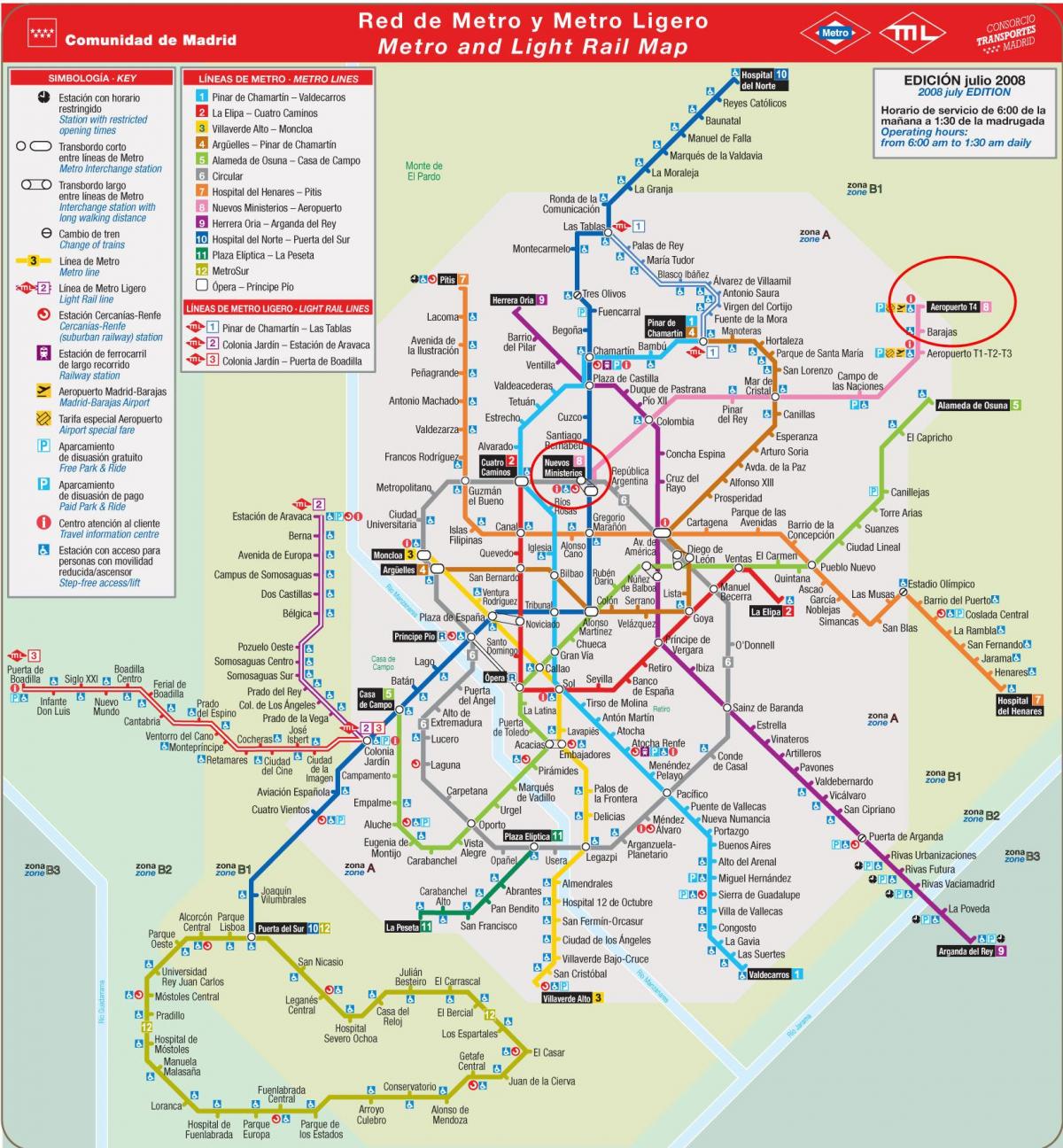 Аеропорт Мадрида схема метро 