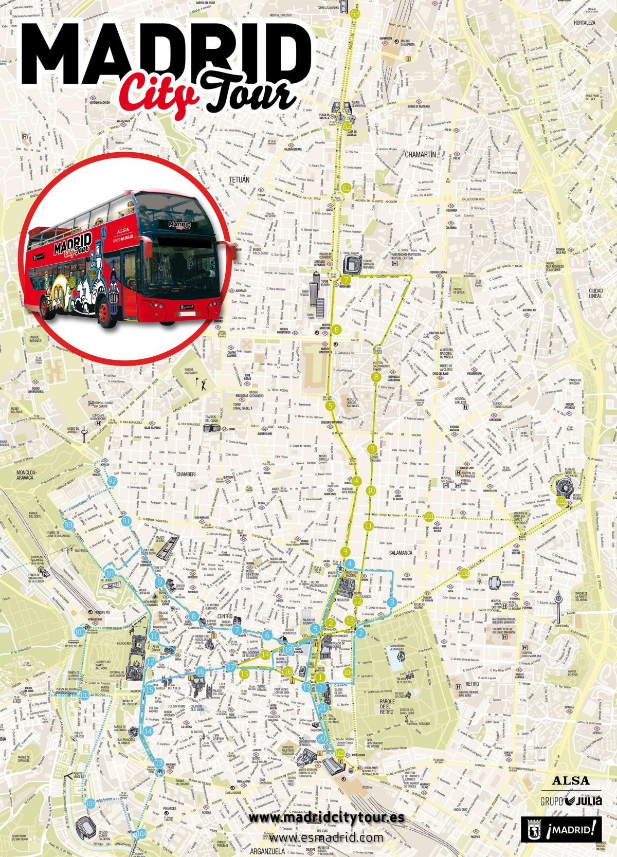Мадрид оглядова автобусна карті