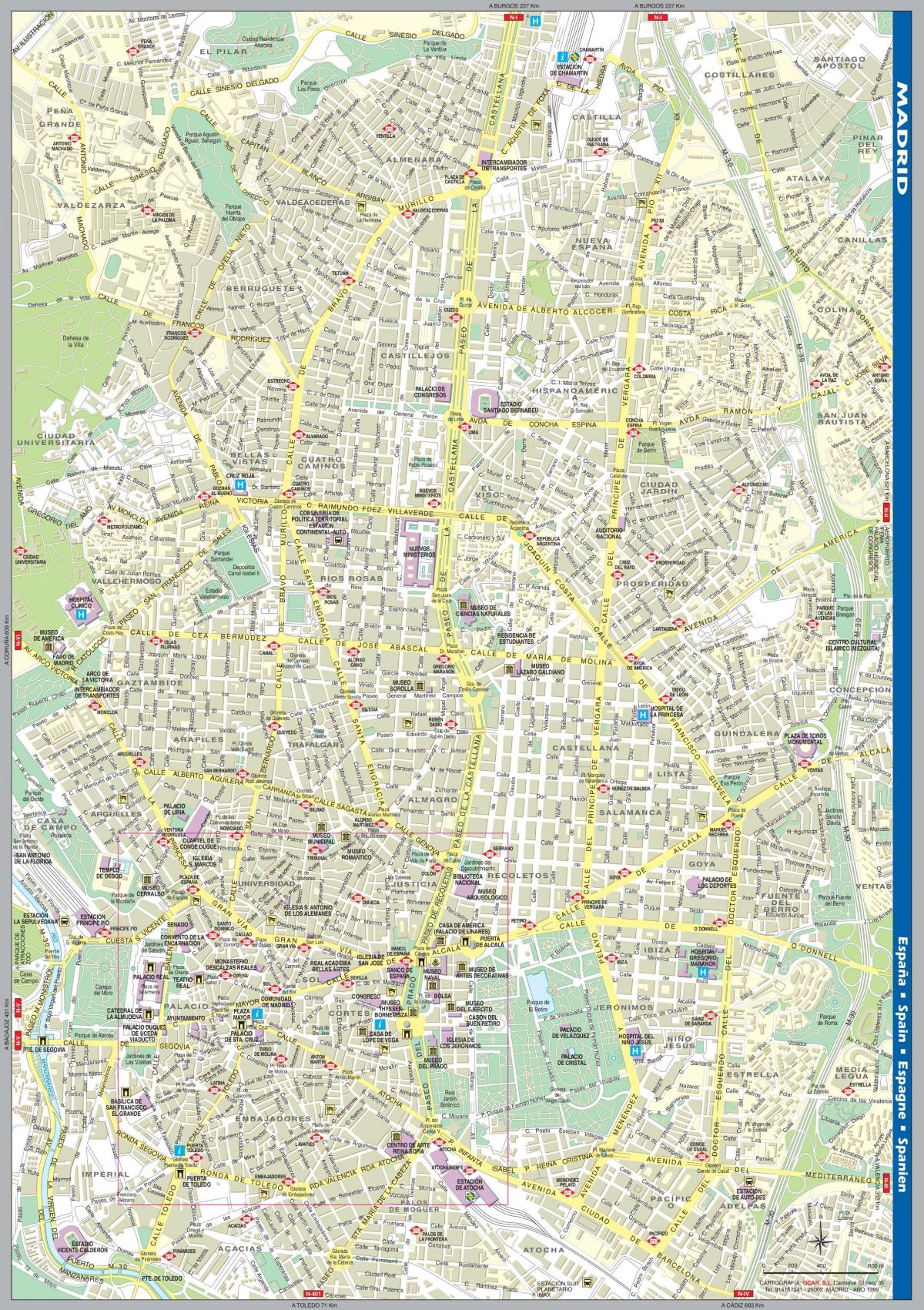 карта вулиць Мадрида до центру міста 
