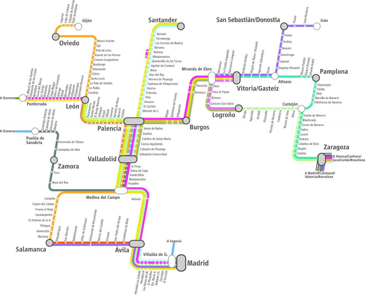 карта Ренфе поїзда карті Мадрида
